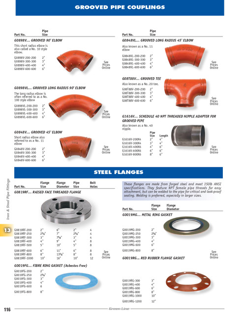 4" Grooved Pipe 90° Long Radius Elbow  G0898VL-400-400