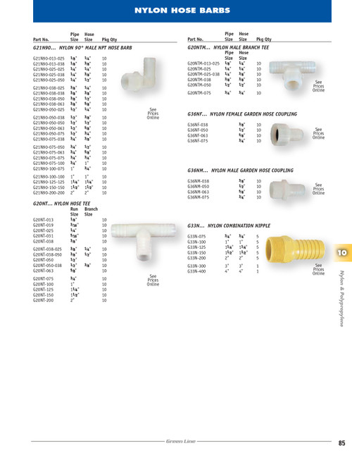 3/4" Nylon Hose Barb - Male NPT  G20NTM-075