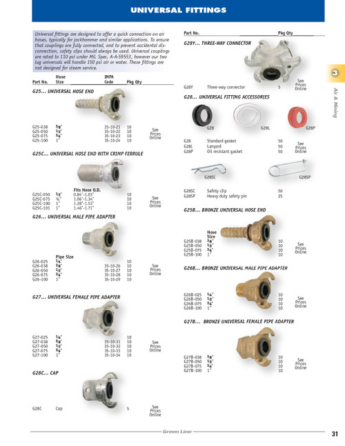 1/2" Two Lug Universal - Hose Crimp (0.84 - 1.03")  G25C-050