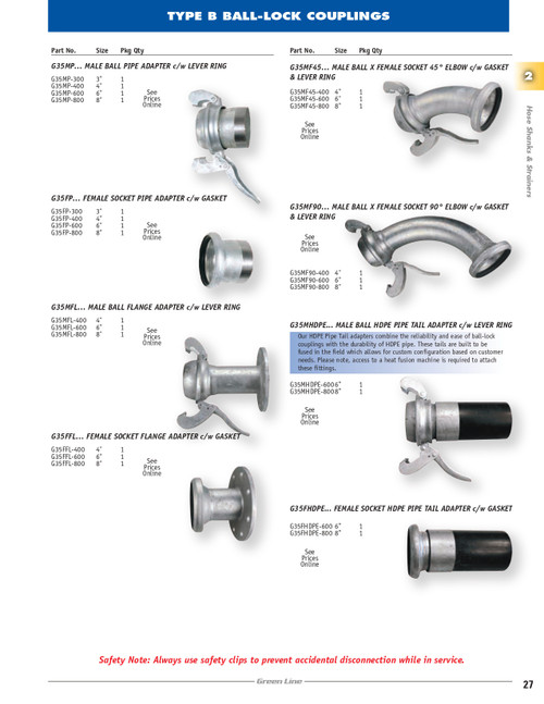 4" 90° Type B  Male Ball - Female Socket   G35MF90-400