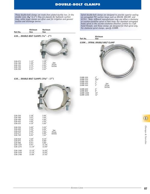 11.19 - 13.00" Double Bolt Clamp  G38-1275