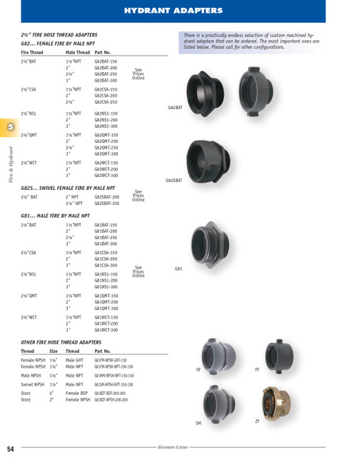 1-1/2 x 2-1/2" Hardcoat Aluminum Male NS1 - Male NPT  G81NS1-150