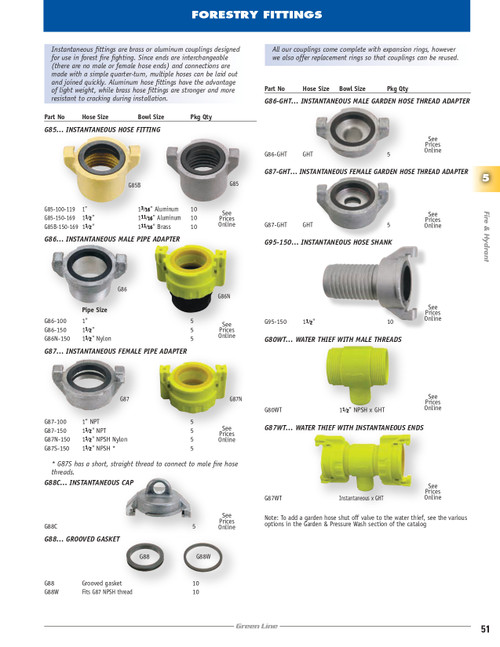 1" Aluminum Instantaneous Fitting - Male NPT  G86-100