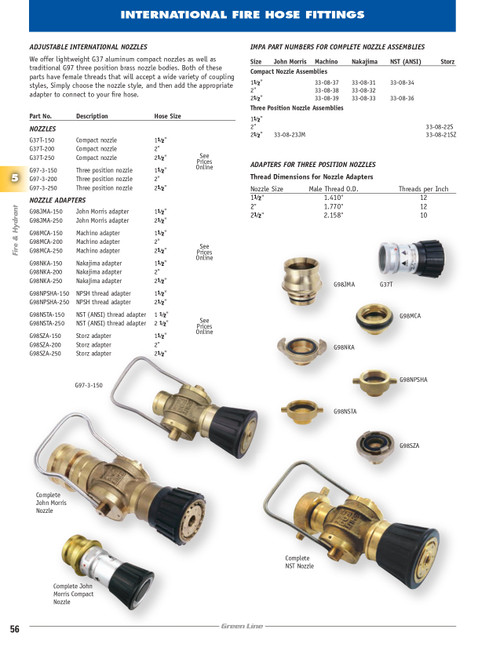 1-1/2 x 1-1/2" Brass NST Pin Nozzle Adapter  G98NSTA-150