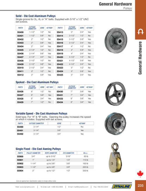 Aluminum Die Cast Sheave 4 x 5/8"  55418