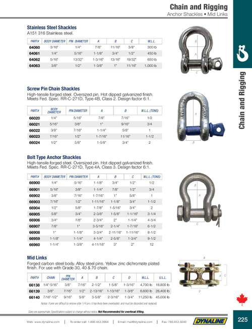 Stainless Steel Shackle 3/16"  64060