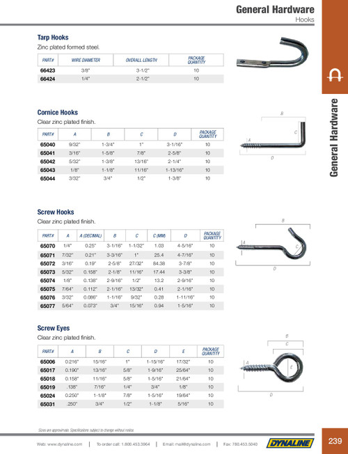 Lag Screw Hook 1-5/16"  65077