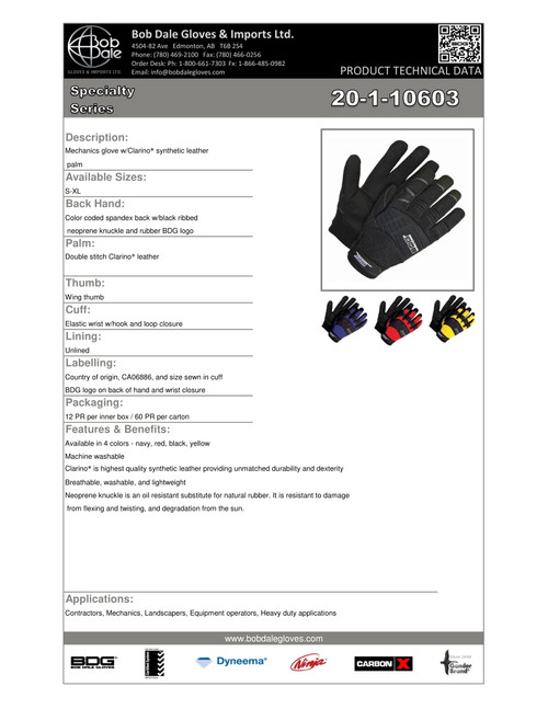 Mechanics Clarino® Leather Palm Yellow/Black  20-1-10603Y