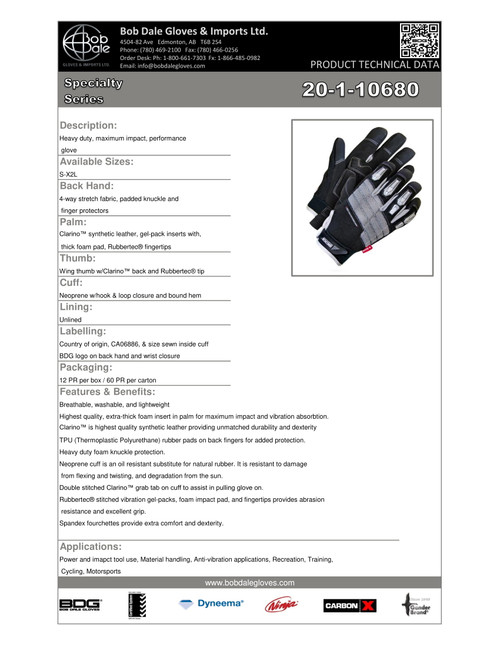 Mechanics Clarino® Leather H/D Anti-Vib Gel Palm Backhand Impact  20-1-10680