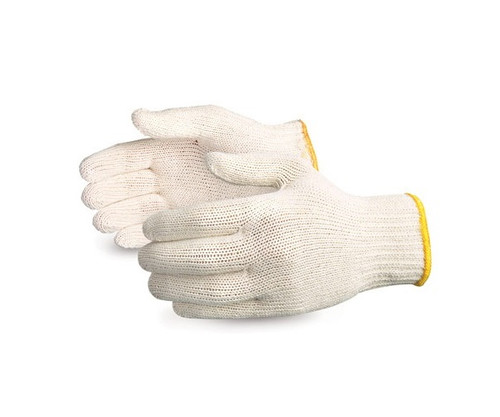 Seamless Knit Poly-Cotton String Knit Glove White  TGG-608
