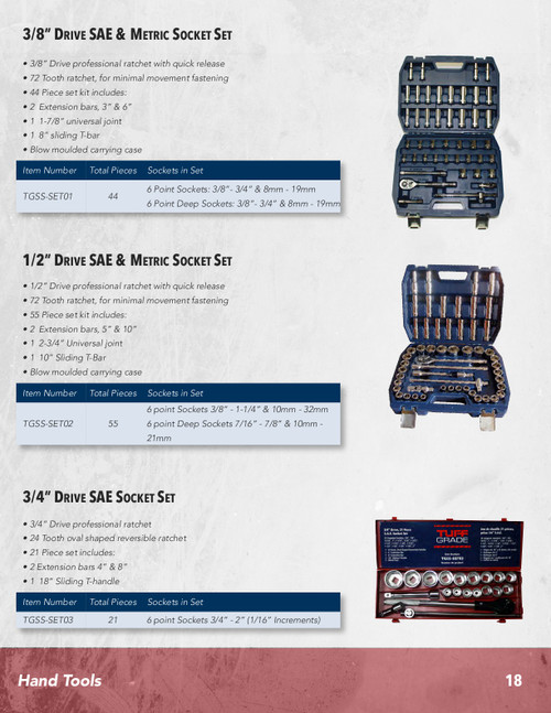 55 Pc. 3/8 Drive SAE & Metric Socket Set  TGSS-SET01