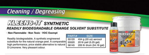 Kleens-It Synthetic Citrus Cleaner Degreaser 20L Pail  55520 Kleens-It Synthetic Citrus Cleaner Degreaser 20L Pail  55520