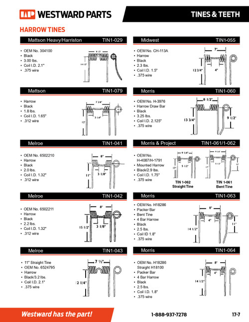 Morris Harrow Tine  TIN1-060