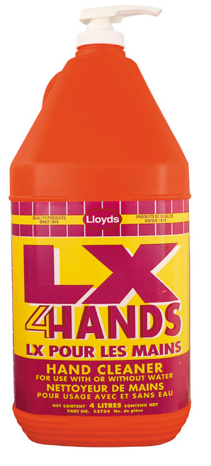 LX 4Hands Orange Citrus Lotion Hand Cleaner 4L w/Pump  52704 LX 4Hands Orange Citrus Lotion Hand Cleaner 4L w/Pump  52704