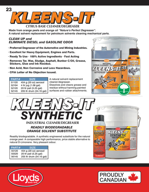 Kleens-It Synthetic Citrus Cleaner Degreaser 205L Drum  56145