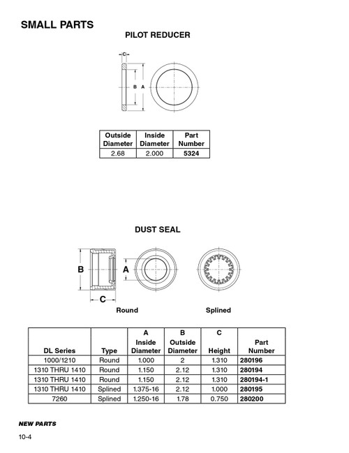 Spicer® 1000/1210 Series Round Shaft Drive Line Dust Seal  280196
