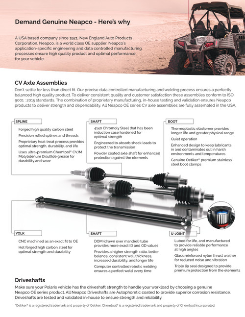 Polaris® ATV Driveshaft Assembly  NOE-10-2951-A