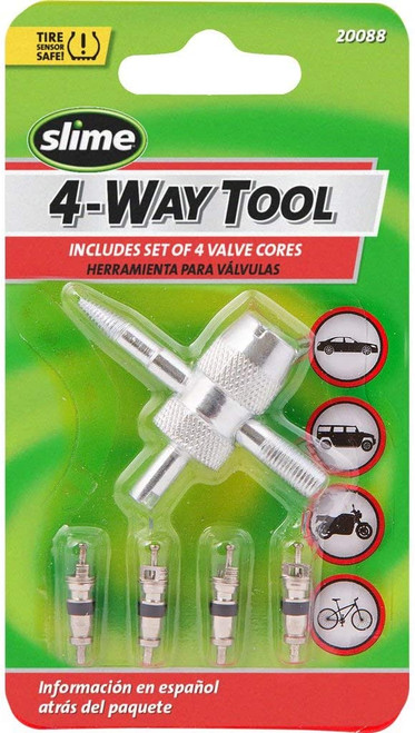 4-Way Tire Valve Tool w/ Valve Cores   20088-2