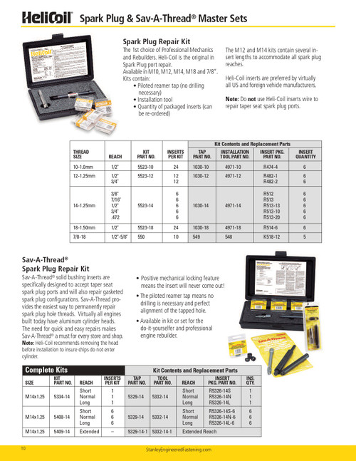6 Pc. M10-1.0 x .500" Stainless Helicoil Sparkplug Insert  R474-4