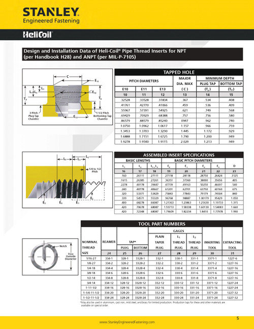 1/2"-14 NPT Helicoil Plug Tap  328-8