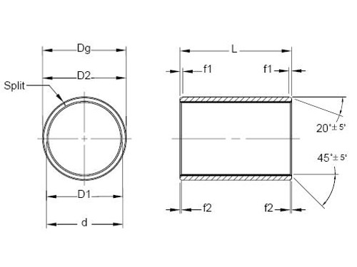 Inch Fiber-Lube® MRP Series 1/8" Standard Wall Cylindrical Bushing  FL16F20-20-MRP