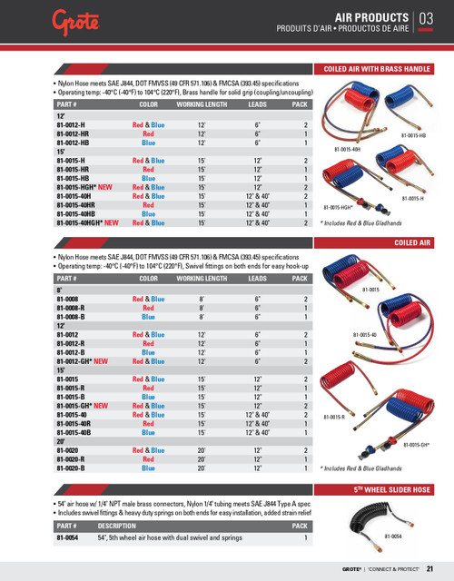 1/2" x 15' Red/Blue Recoil Air Hose w/Male NPT Fittings  81-0015