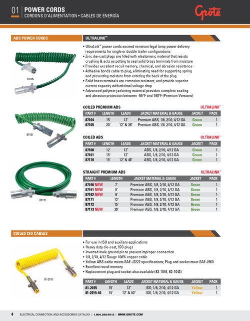 ISO Cables 15' w/12" Lead Coiled - Amber  81-2015