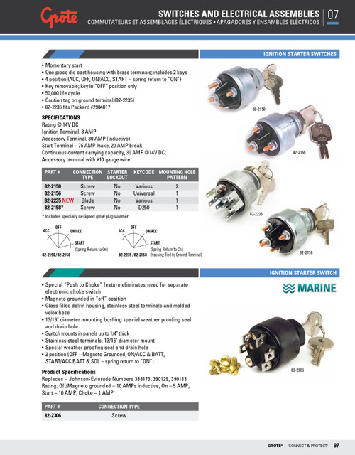 Ignition Starter Switch  82-2150