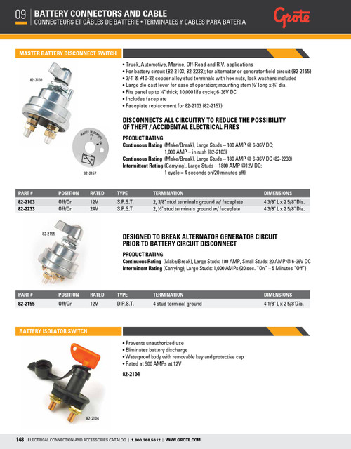 4 Stud Master Battery Disconnect Switch 12V  82-2155