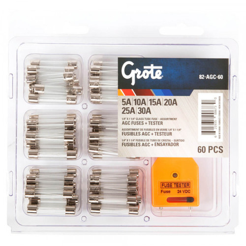 AGC Glass Fuse Assortment w/Tester @ 60 Pack  82-AGC-60 AGC Glass Fuse Assortment w/Tester @ 60 Pack  82-AGC-60