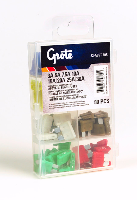 Fuse Assortment Kit (3A 5A 7.5A 10A 15A 20A 25A 30A) @ 80 Pack - Assorted  82-ASST-80R