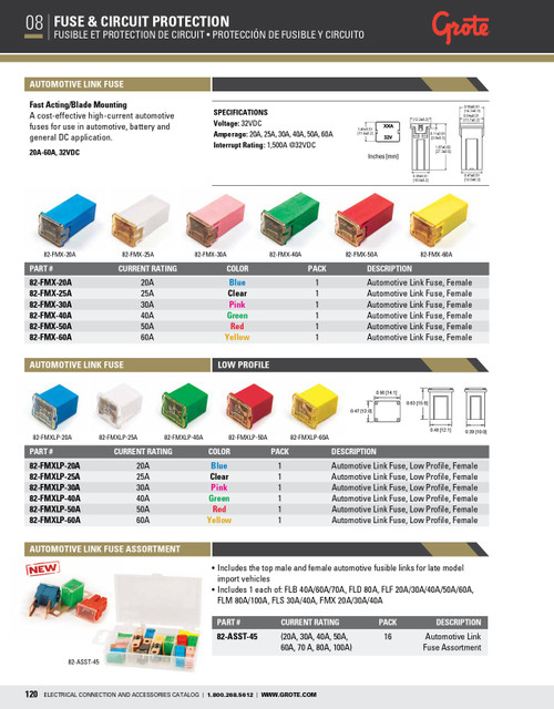 Cartridge "Link" Fuse Low Profile 50A 32V - Red  82-FMXLP-50A