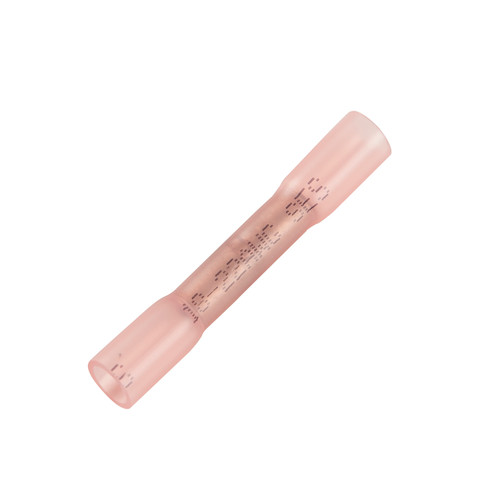 22 - 18 AWG Heat Shrinkable Butt Connectors - Polyolefin @ 100 Pack - Red  83-3150