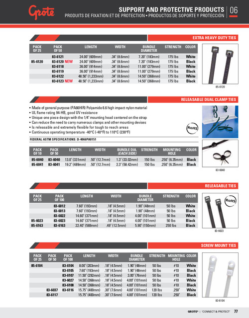 Nylon Cable Ties Extra Heavy Duty 25.25" @ 50 Pack - White  83-6121