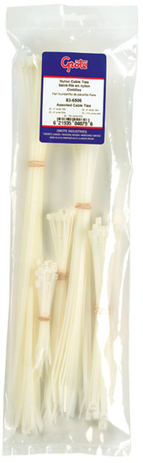 Nylon Cable Tie Assortment @ 125 Pack - White  83-6506