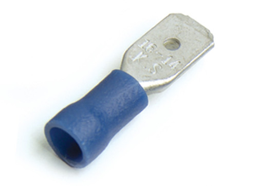 16 - 14 AWG Vinyl Quick Disconnects Male .250" @ 15 Pack - Blue  84-2391