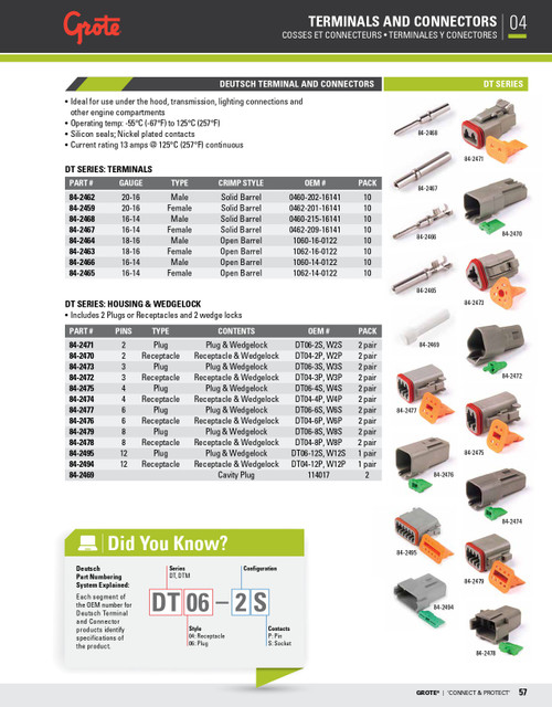 20 - 16 AWG Deutsch - DT Series Terminals @ 10 Pack  84-2459