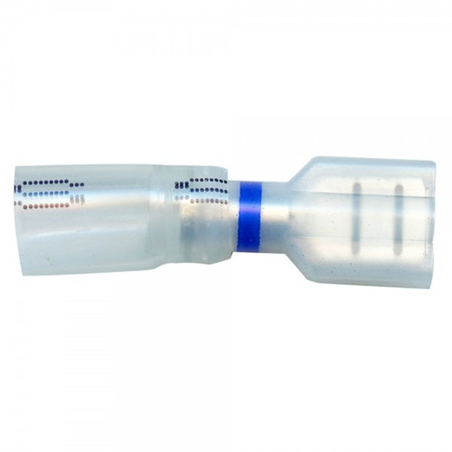 16 - 14 AWG Heat Shrinkable Quick Disconnects Female .250" @ 15 Pack - Clear w/Blue Stripe  84-4432
