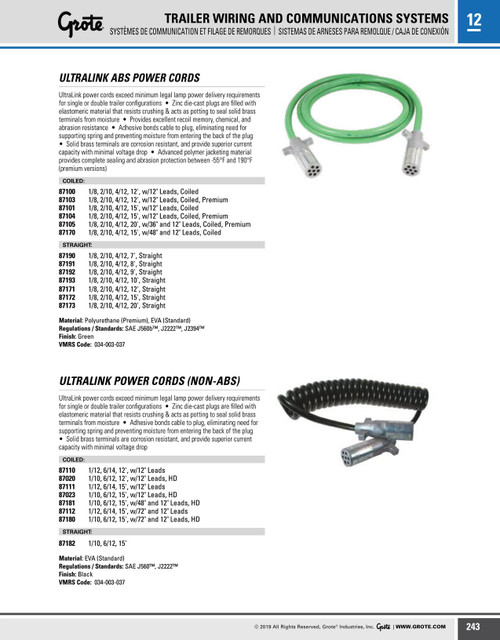 UltraLink® Power Cords 15' w/12" Lead Coiled HD - Black  87023