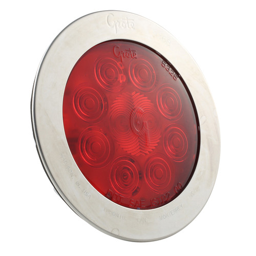 4" SuperNova® 10-Diode Pattern Stainless Steel Snap-In Flange LED Stop/Tail/Turn Lamp w/SuperSeal® Hard Shell Connector - Red  54042