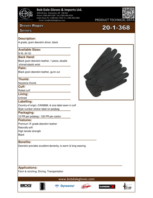 Grain Deerskin Driver Keystone Thumb Black  20-1-368