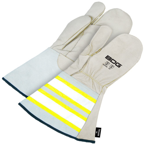 Grain Cowhide One Finger Mitt Kevlar®/Thinsulate® C100 Lined Hi-Viz Gauntlet  50-9-1280KV