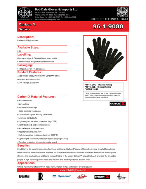 Carbon X® FR Glove Liners  96-1-9080-11