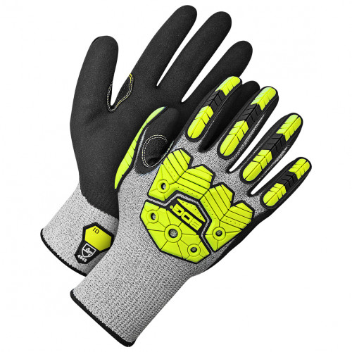 Winter BDG® Nitrile Foam Coated Terry Lined HPPE Knit Cut-Rez Glove Black/Hi-Viz Yellow Impact  99-9-9790