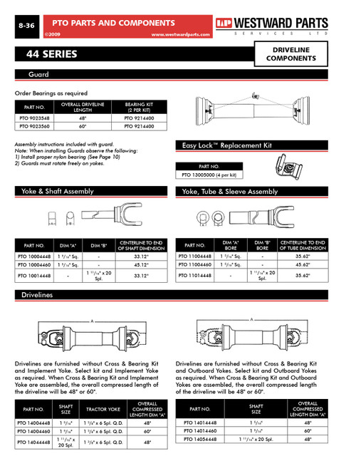 1-5/16" Square - 33.63" Tube & Yoke Assembly - 44 Series  PTO11004448