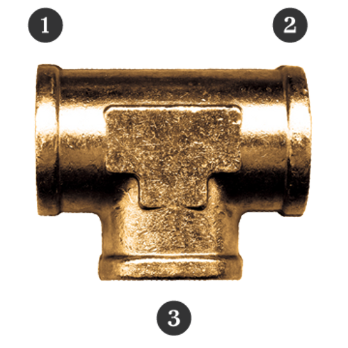 1-1/4 x 1/2 x 1-1/4" Cast Brass Female NPT Reducing Tee  101-JDJ