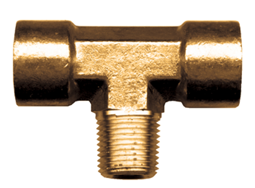 1/8 x 1/8 x 1/8" Forged Brass Female NPT- Female NPT- Male NPT Tee  106-A