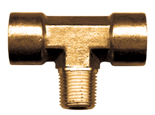 1/4 x 1/4 x 1/4" Forged Brass Female NPT - Female NPT - Male NPT Tee  106-B