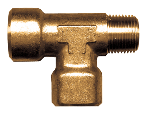 1/4 x 1/4 x 1/4" Forged Brass Female NPT - Male NPT - Female NPT Tee  107-B