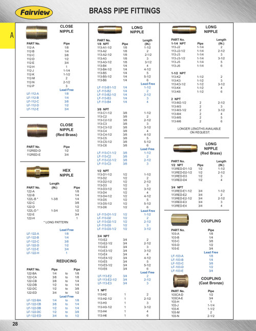 1-1/4 x 6" Brass Male NPT Pipe Nipple  113-J6